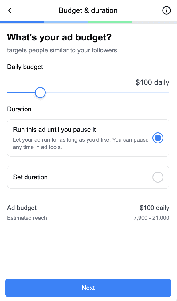 Step 2: Budget & Duration